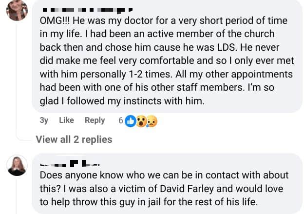 Comments from Mormon Stories podcast about Dr. David Farley, an alleged sexual abuser of his patients.