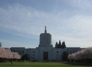 Exterior of the Oregon State Capitol building in Salem.
