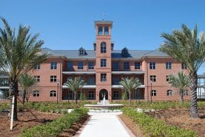 Exterior view of the Holy Cross School in New Orleans.