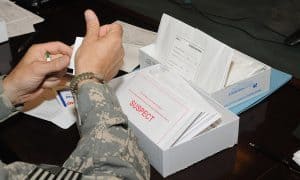 A photo of a sexual assault evidence collection kit.