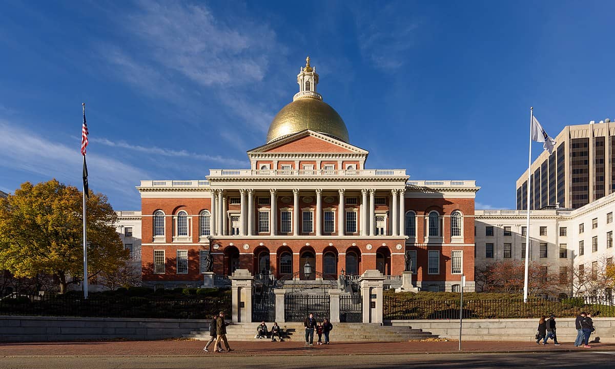 Exterior front-facing view of the Massachusetts State House, where survivors of child sexual abuse have pleaded with lawmakers to enact legislation.