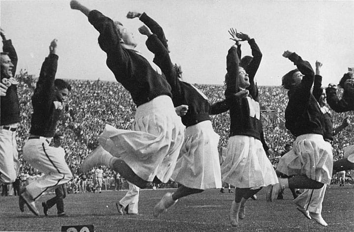Cheerleaders at the University of Wisconsin–Madison in 1948.