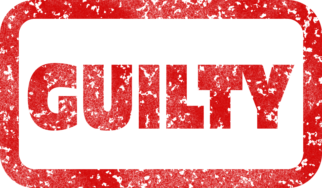 A faux-legal stamp declaring the word, Guilty, symbolic of the recent finding in the Retrial of serial sexual assaulter, Harvey Weinstein.