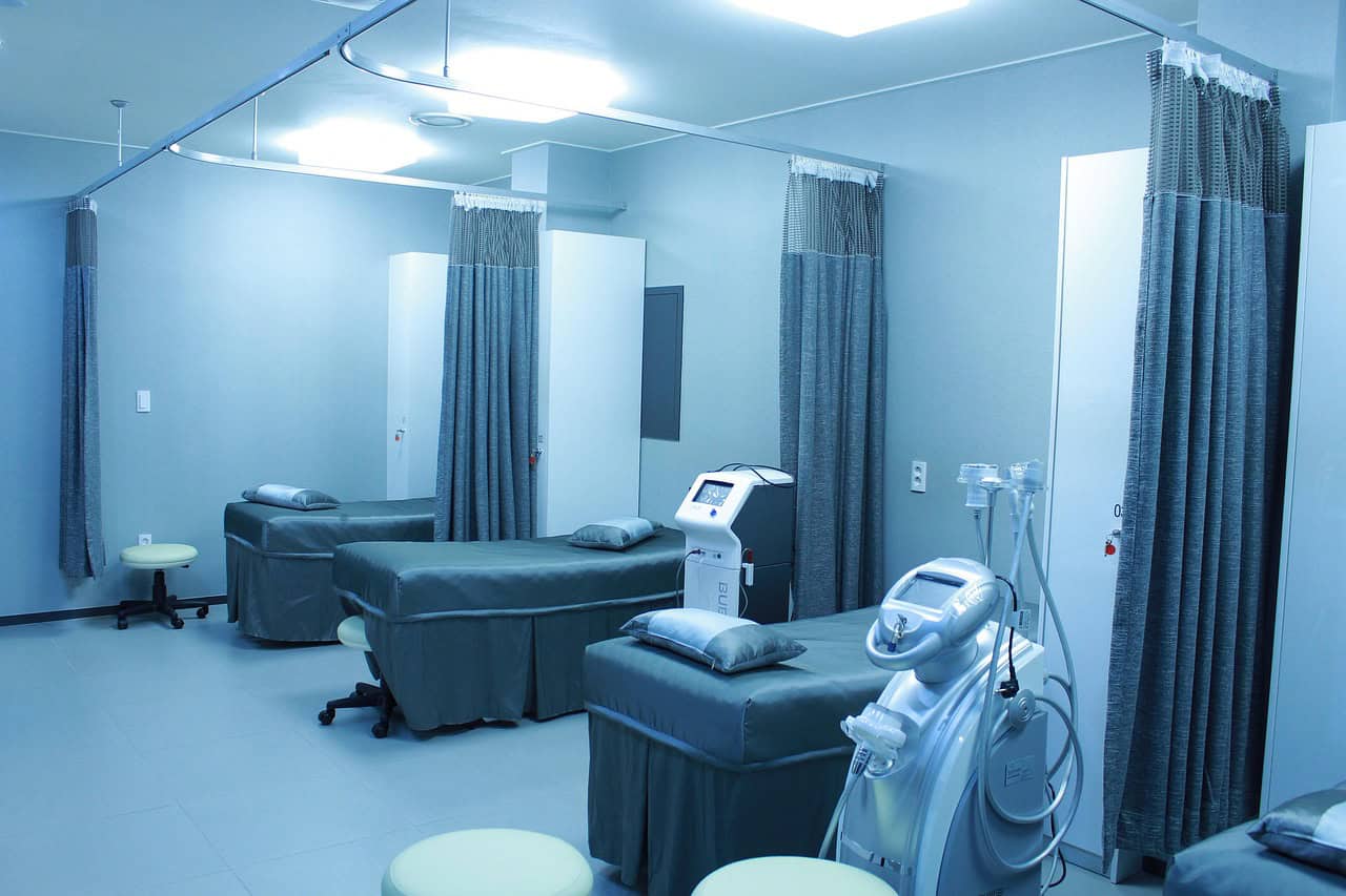 The interior of a hospital wing, depicting where sexual abuse survivors would be examined.