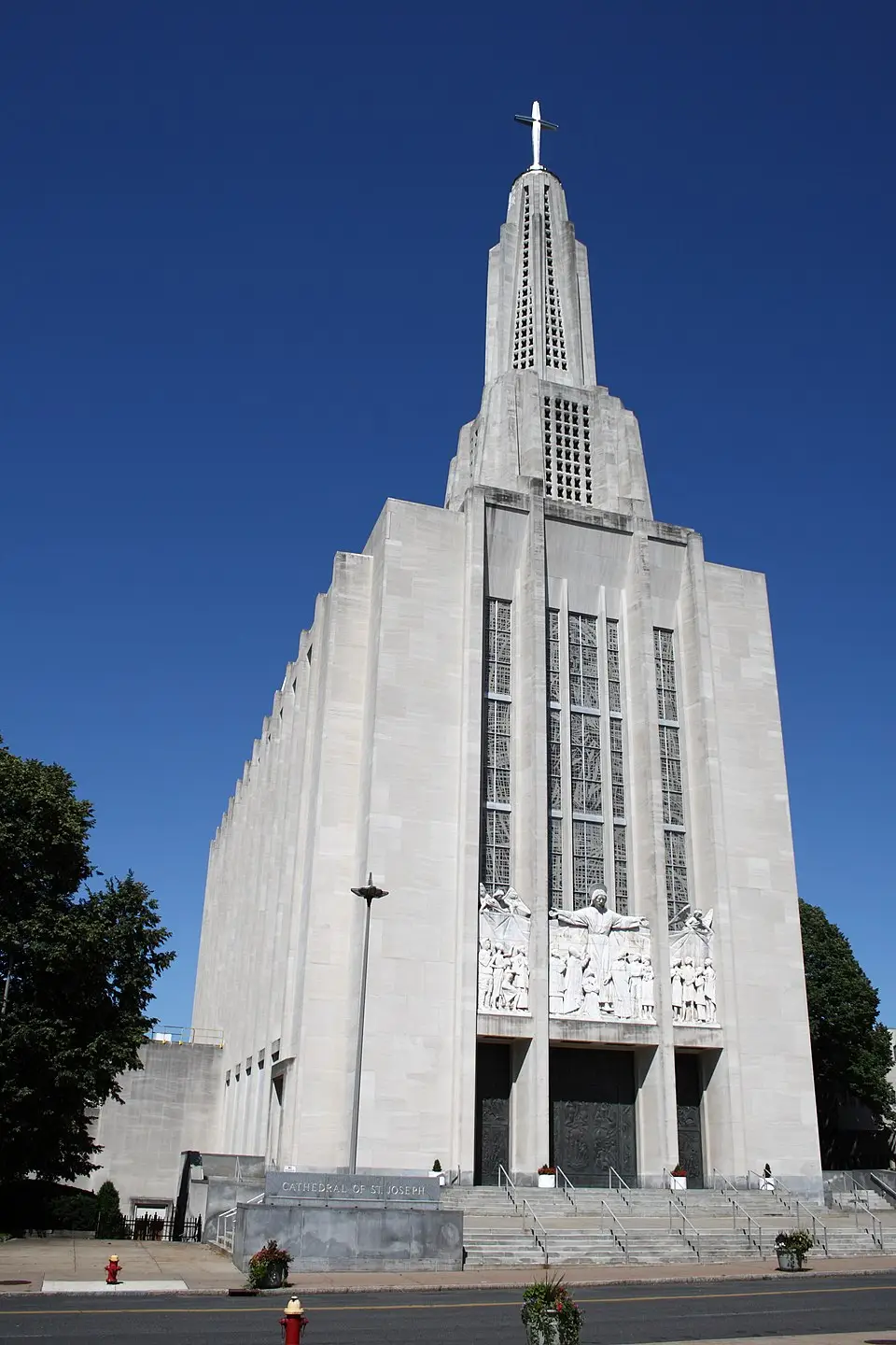 An exterior view of Cathedral of Saint Joseph in Hartford, Connecticut