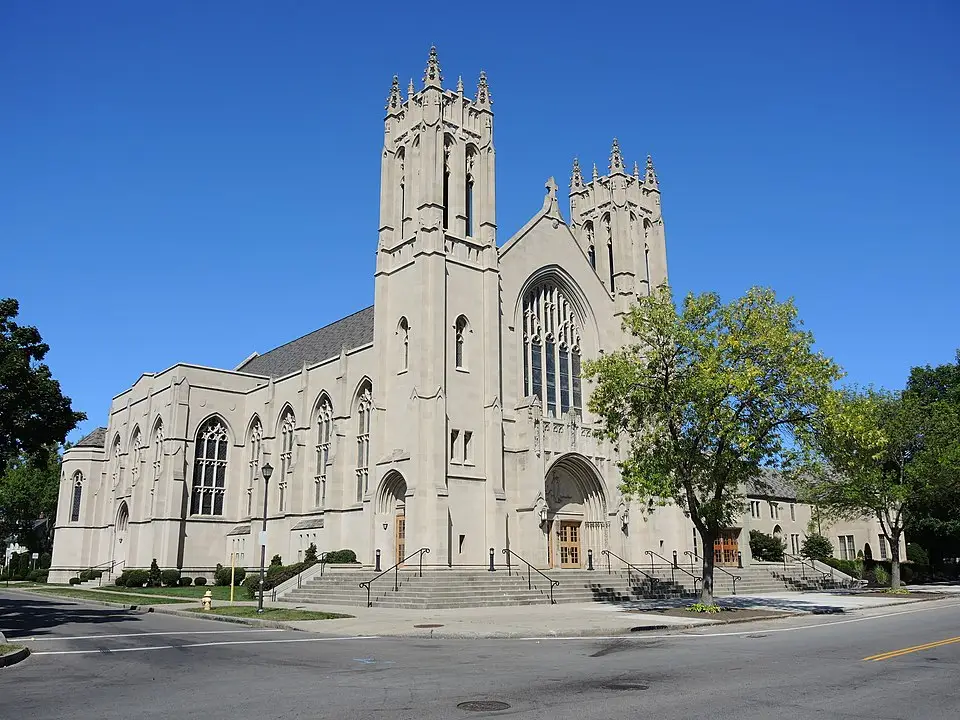 An exterior view of the Sacred Heart Cathedral in Rochester, NY. The Diocese has just agreed to a $246 million sexual abuse settlement with survivors.