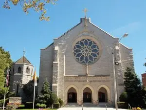 An exterior view of St. Francis of Assisi Cathedral in Metuchen, New Jersey.