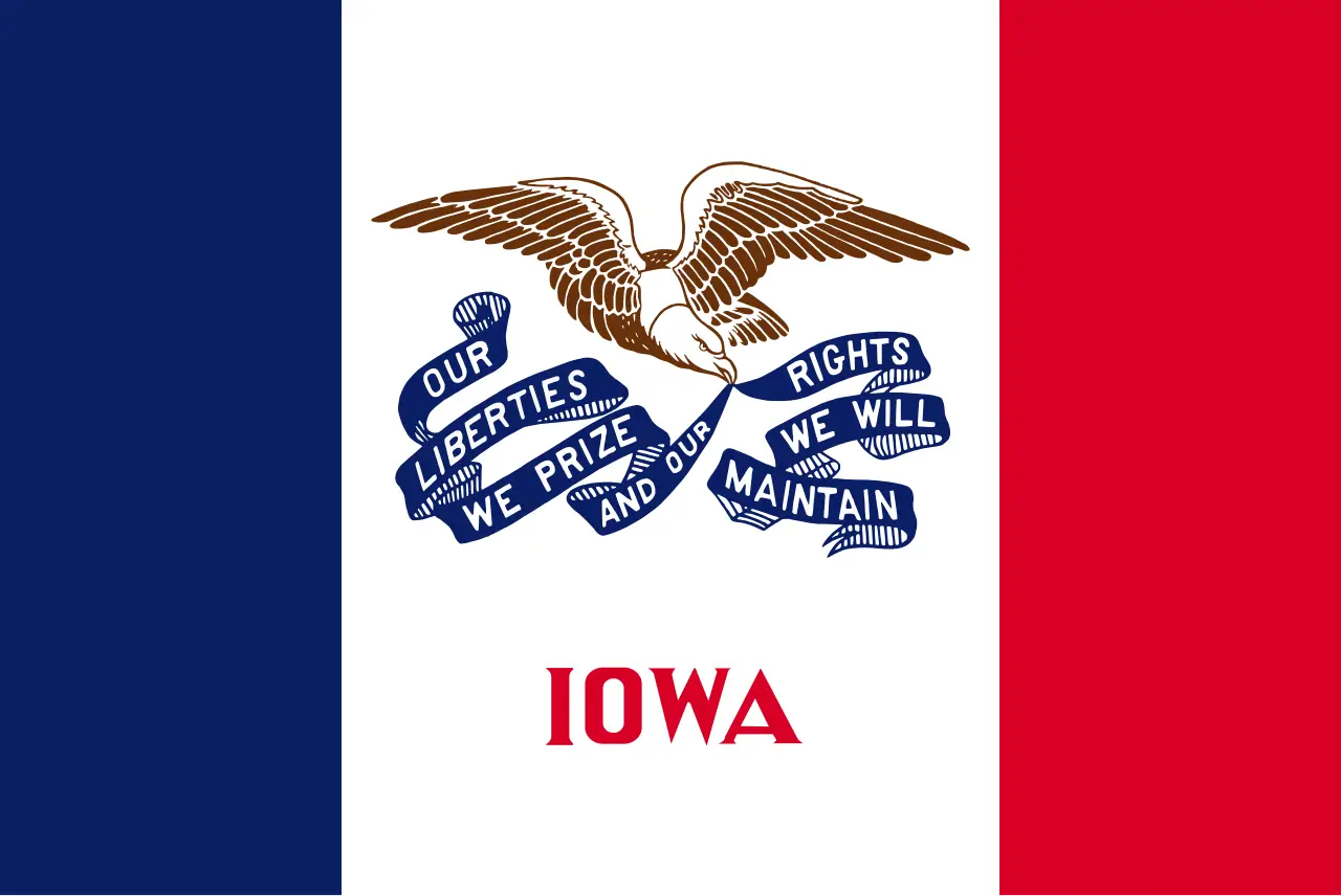 The official state flag of Iowa.