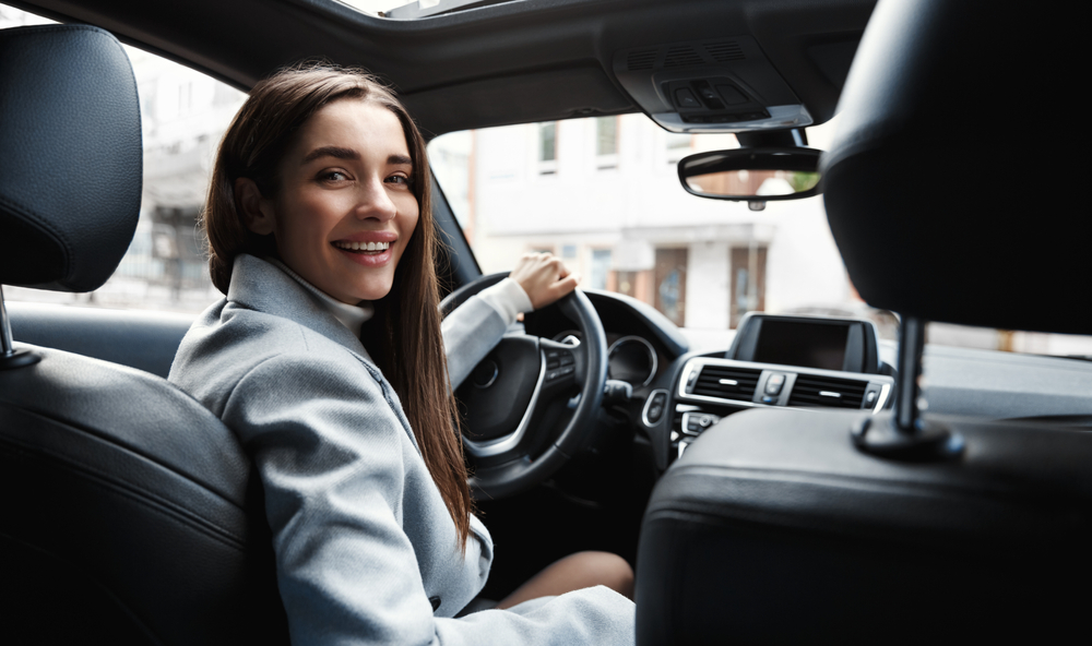 A female drivers, symbolic of the Uber pilot program that matches female passengers with female drivers.