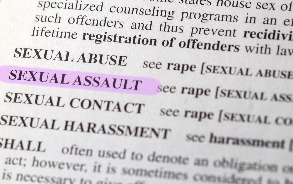 close up photo of the words sexual assault