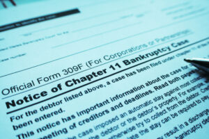 Chapter 11 bankruptcy form, symbolic of insurance companies coverage of sexual abuse claims made against institutions.