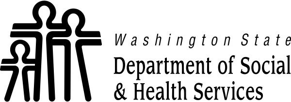 Logo of the Washington State Department of Social and Health Services, showing stylized evergreen trees within a circular design