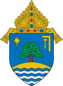 Coat of arms of the Roman Catholic Diocese of Oakland representing the Church involved in clergy abuse litigation