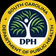 Logo of the South Carolina Department of Public Health featuring a stylized tree and human figure inside a blue circle with a gold border.