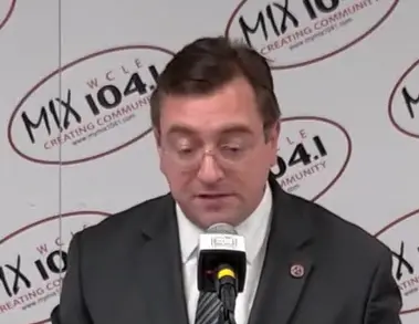 Tennessee Attorney General Jonathan Skrmetti speaking at a press conference about consumer protection and child safety enforcement