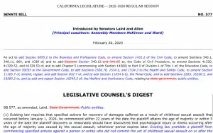 california-sb-577-legislative-counsel-digest California Senate Bill 577 legislative text addressing childhood sexual assault claims against public entities and changes to filing requirements.