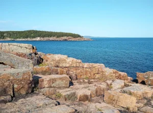 mount-desert-island-maine Rocky coastline of Mount Desert Island, Maine, near Mount Desert Island High School.