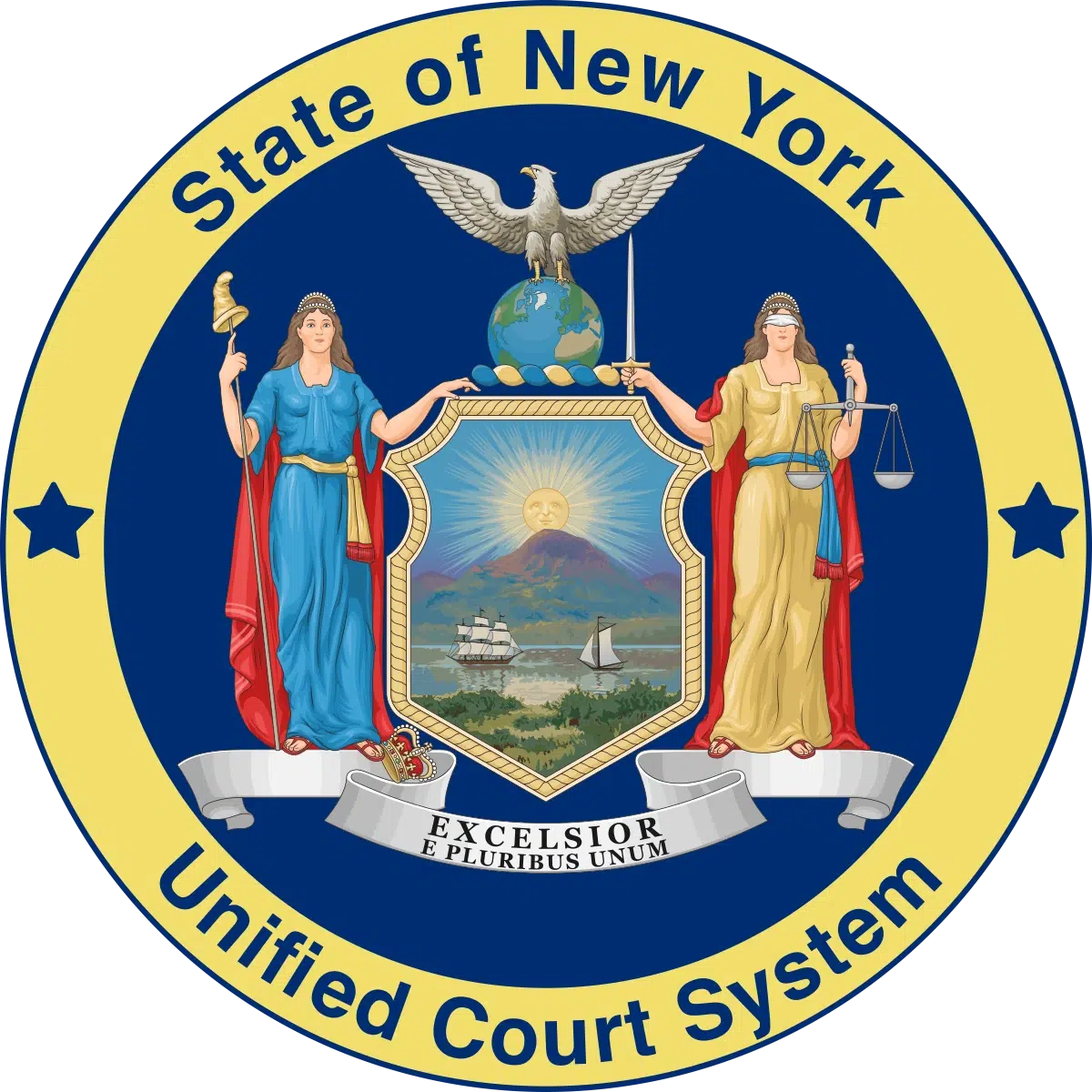 new-york-unified-court-system-seal Seal of the New York State Unified Court System, representing the court where Harvey Weinstein was sentenced in his New York sexual assault case.