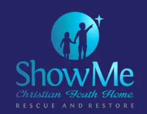 show-me-christian-youth-home-logo Show-Me Christian Youth Home logo with silhouettes of two children beneath a star and the words “Rescue and Restore.”